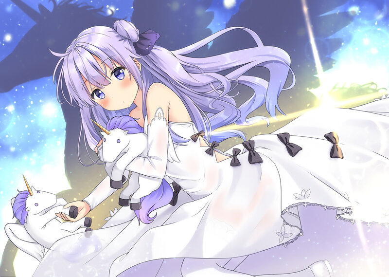 Anime Girl with Unicorns