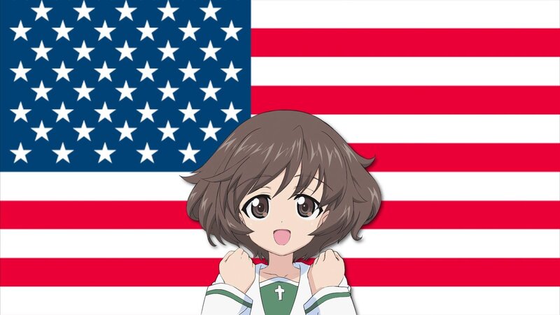 anime girl with US flag