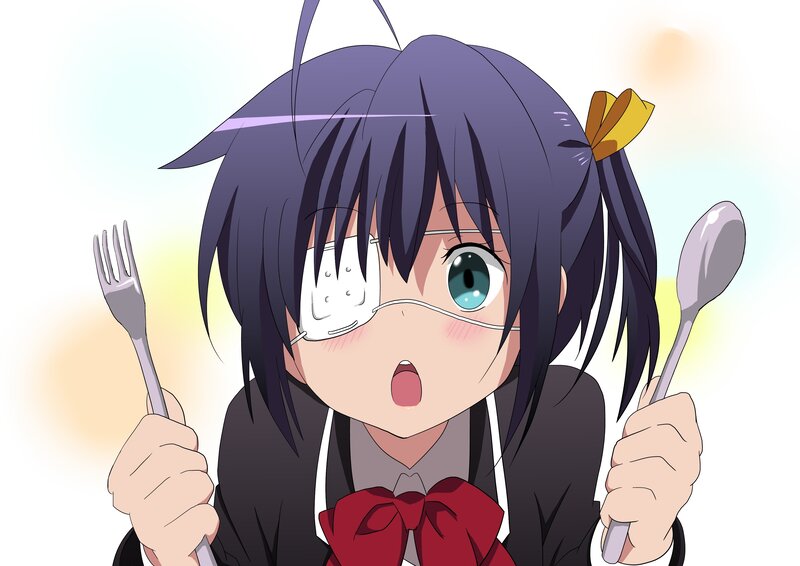 anime girl with utensils