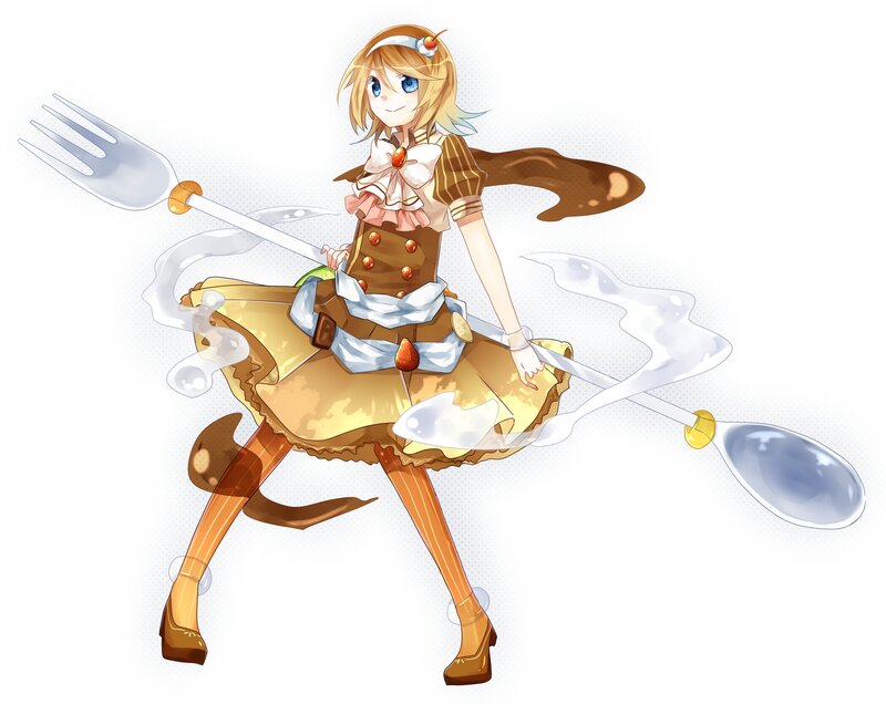 Anime Girl with Utensils — Yellow