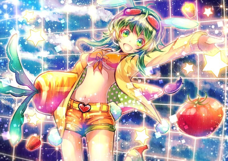 Anime girl with vegetables