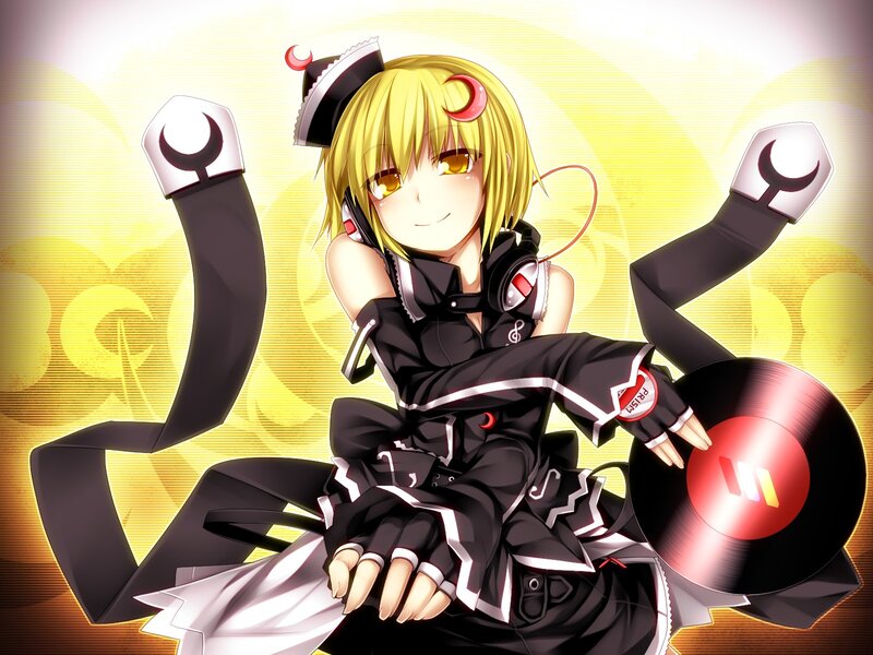 anime girl with vinyl record