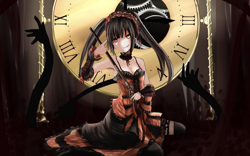 Anime Girl with Violin — Black