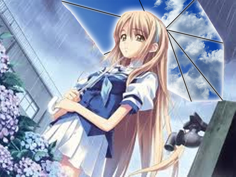 Anime Girl with Violin — Blue