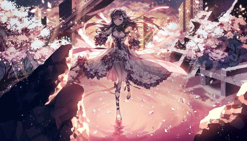 Anime Girl with Violin — Pink