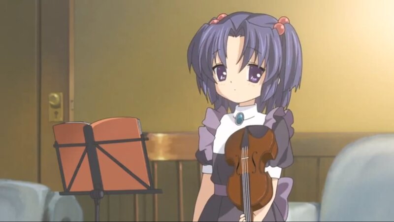 Anime Girl with Violin — Purple, Calm