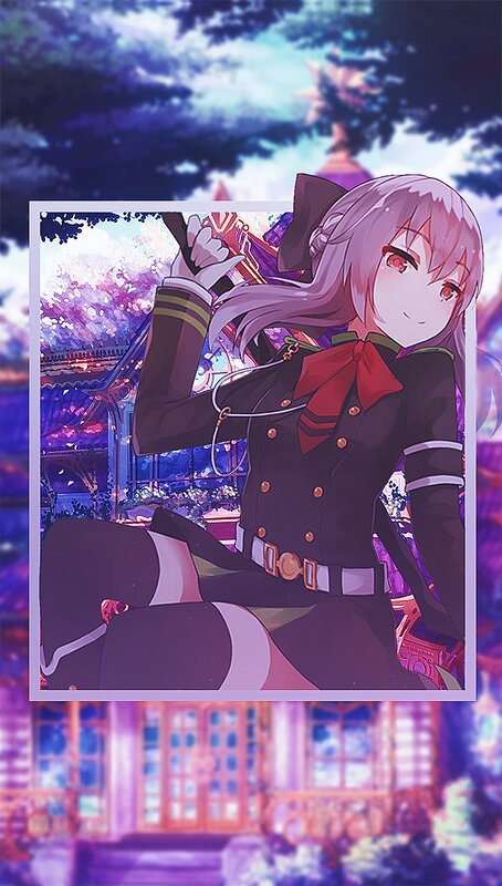 Anime Girl with Violin — Purple, Serene