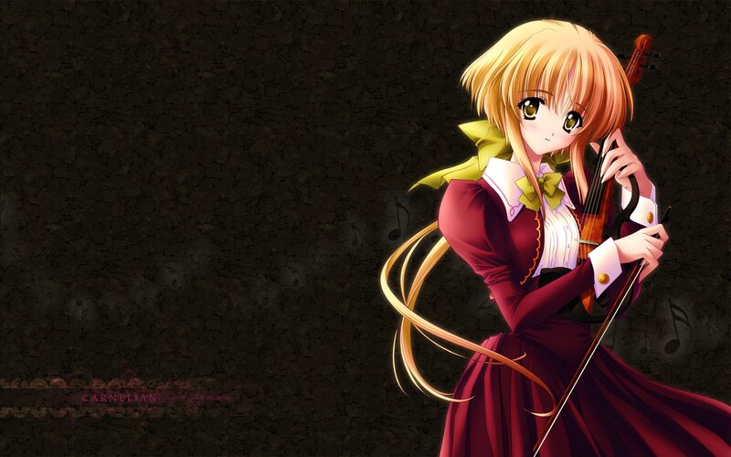 Anime Girl with Violin — Red