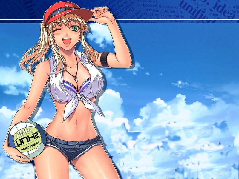 Anime Girl with Volleyball — Blue