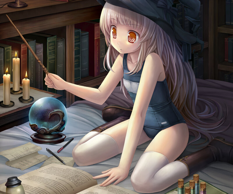 Anime Girl with Wand — Blue, Calm