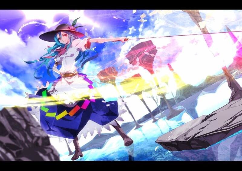 Anime Girl with Wand — Blue, Dramatic, Magic