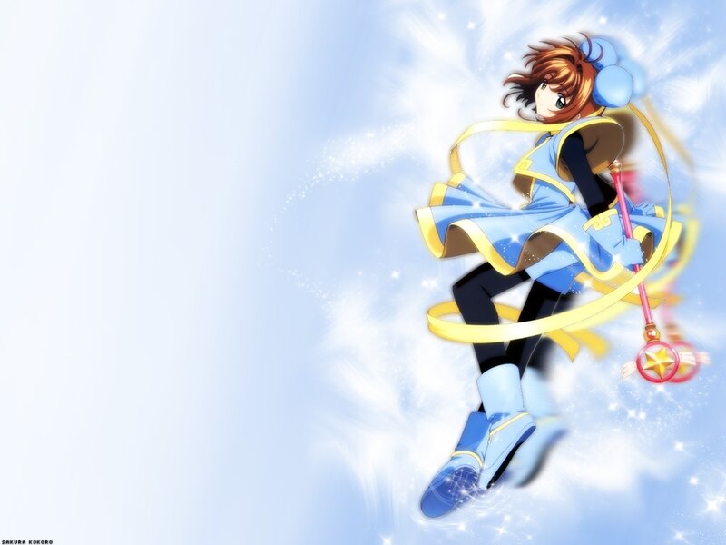 Anime Girl with Wand — Blue, Magical
