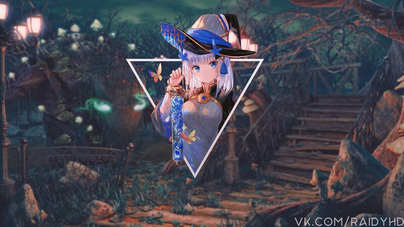 Anime Girl with Wand — Blue, Mysterious