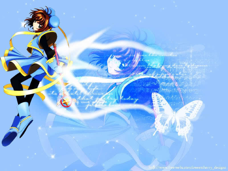 Anime Girl with Wand — Blue