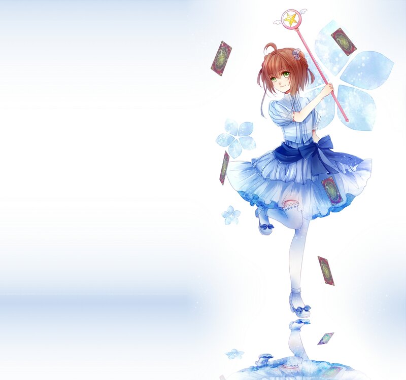 Anime Girl with Wand — Blue, Whimsical