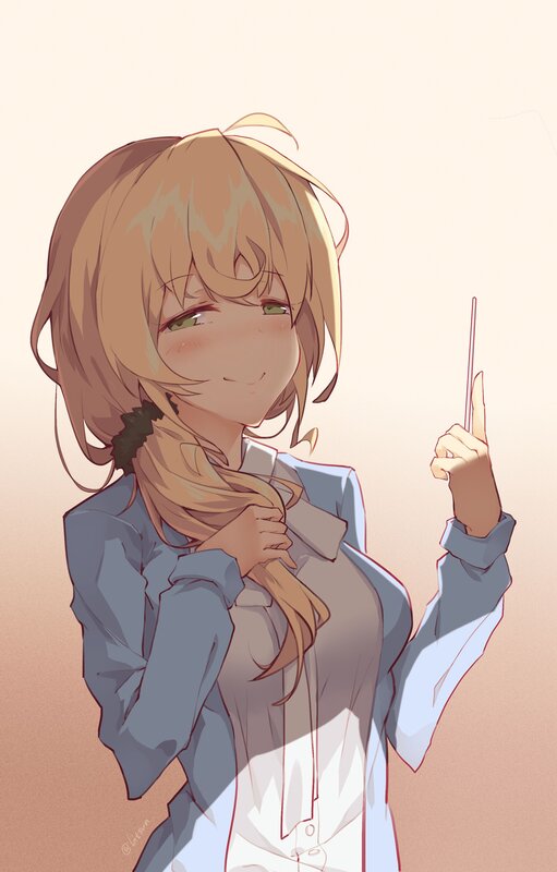 Anime Girl with Wand — Brown, Playful