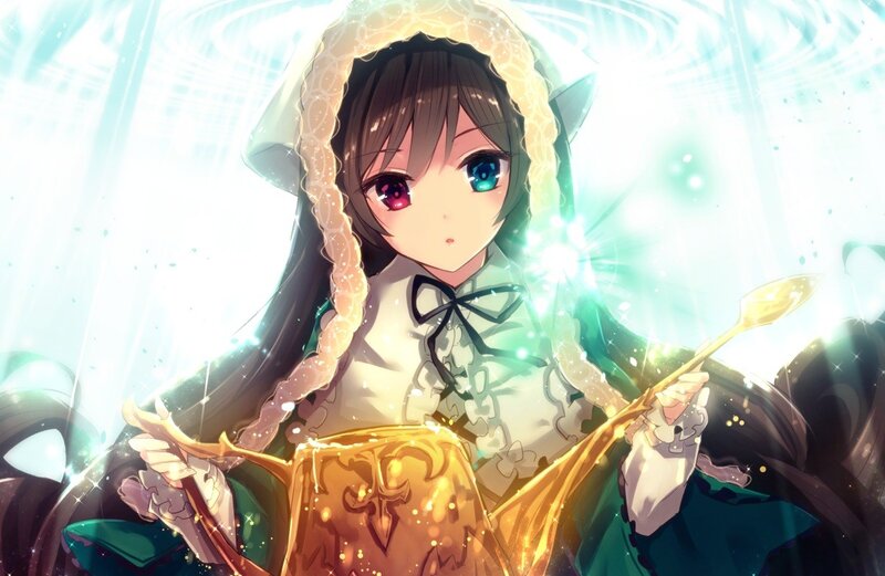 Anime Girl with Wand — Green, Magical