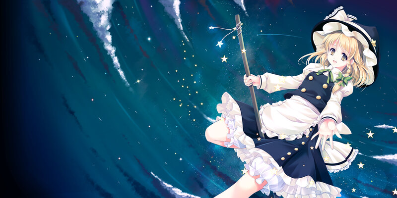 anime girl with wand in space