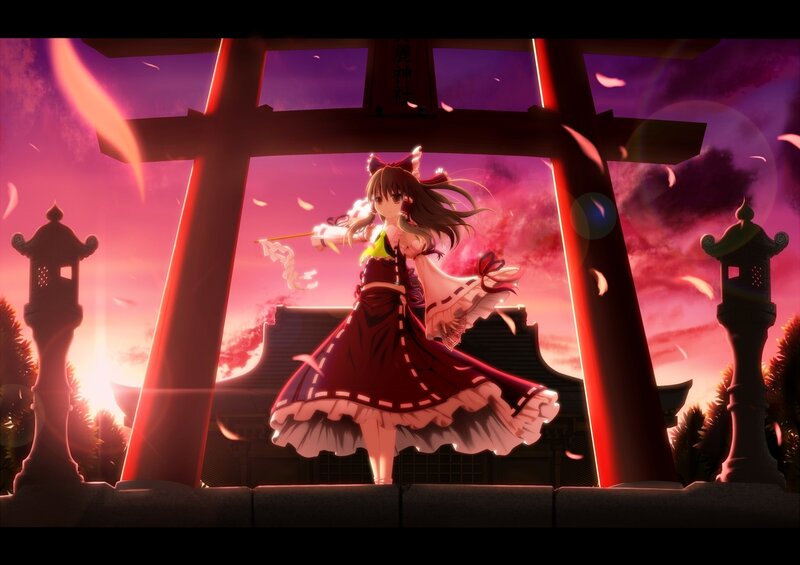 Anime Girl with Wand — Pink, Dramatic, Sunset