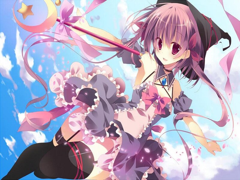 Anime Girl with Wand — Pink, Playful, Afternoon