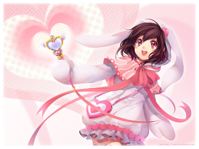Anime Girl with Wand — Pink, Playful, Digital Art
