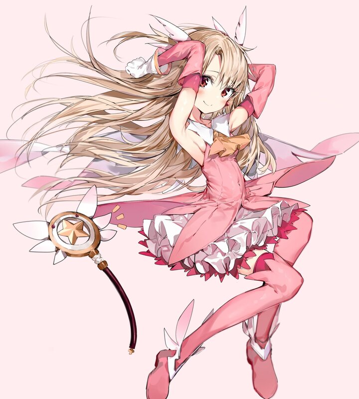 Anime Girl with Wand — Pink, Playful, Dress