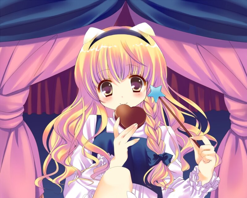 Anime Girl with Wand — Pink, Playful, Heart