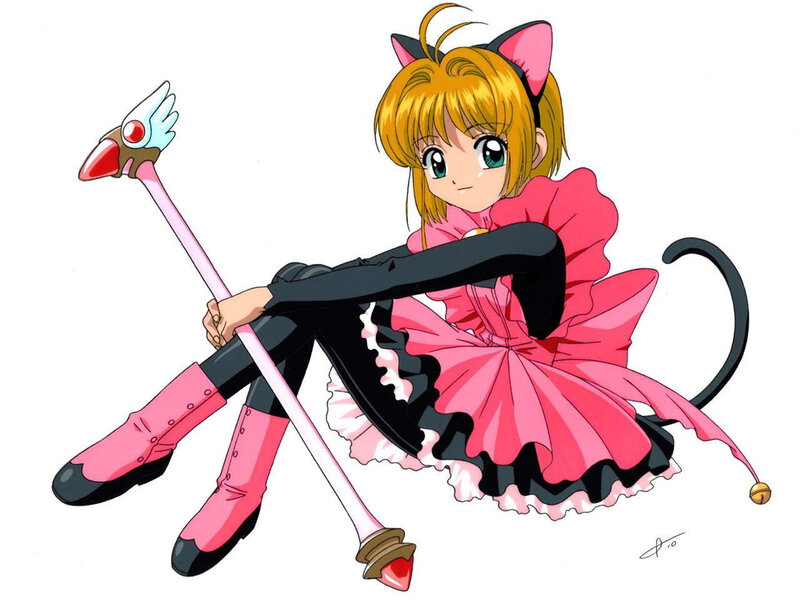 Anime Girl with Wand — Pink, Playful, Manga