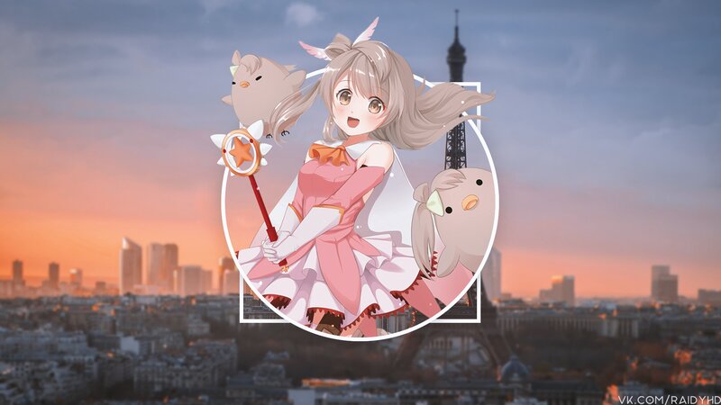 Anime Girl with Wand — Pink, Serene