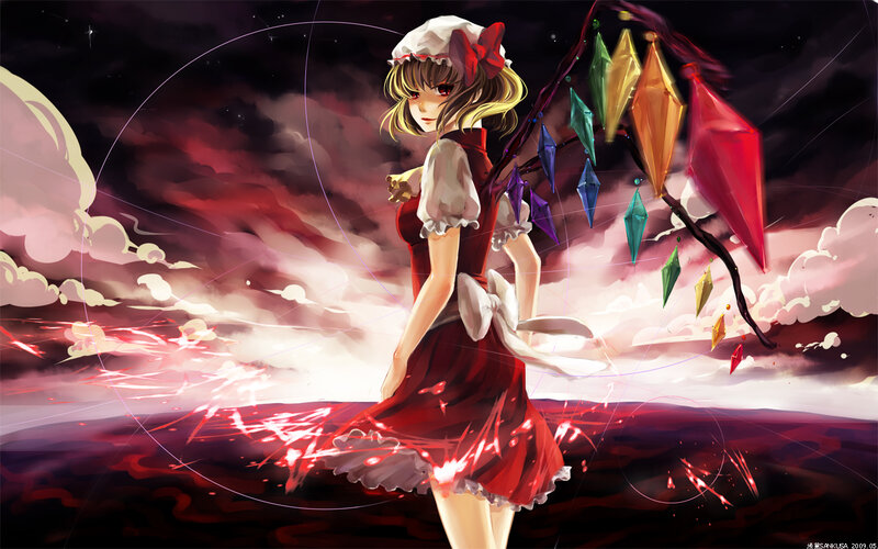 Anime Girl with Wand — Red, Dramatic