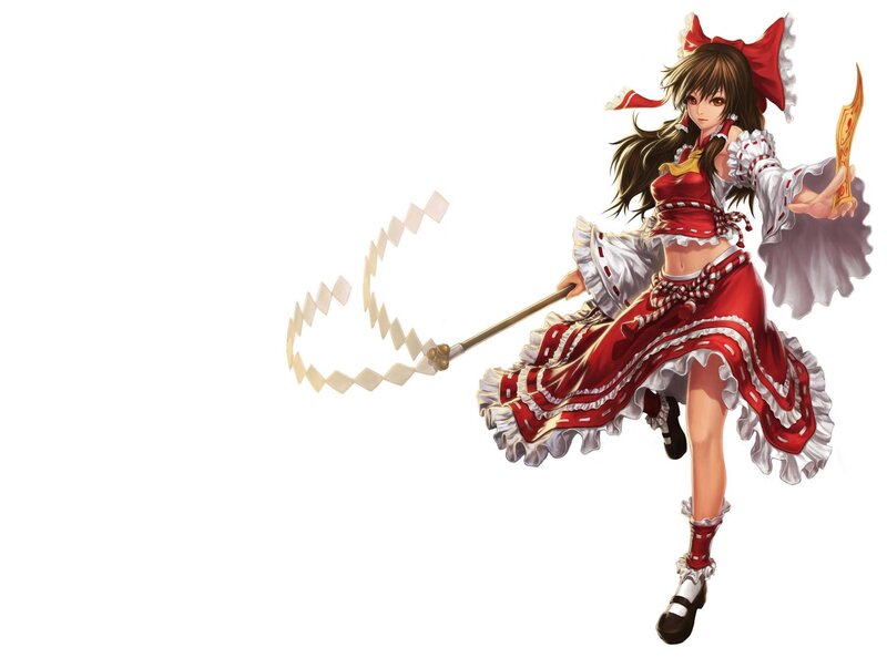 Anime Girl with Wand — Red, Dynamic, Dress