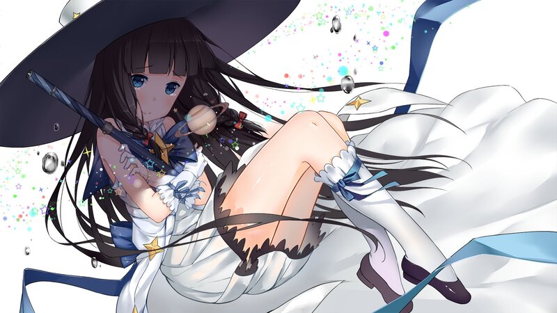 Anime Girl with Wand — White, Dreamy