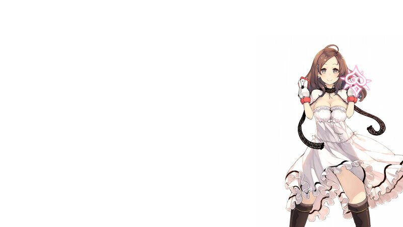Anime Girl with Wand — White, Playful