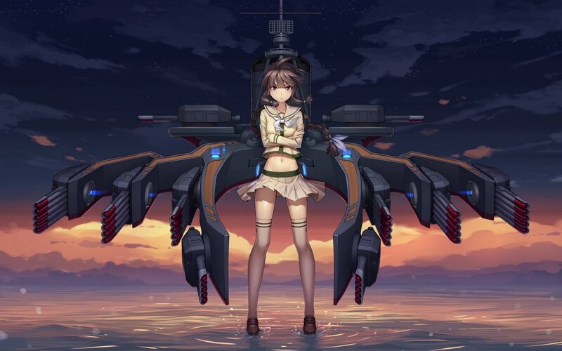 Anime Girl with Warship — Orange, Dramatic