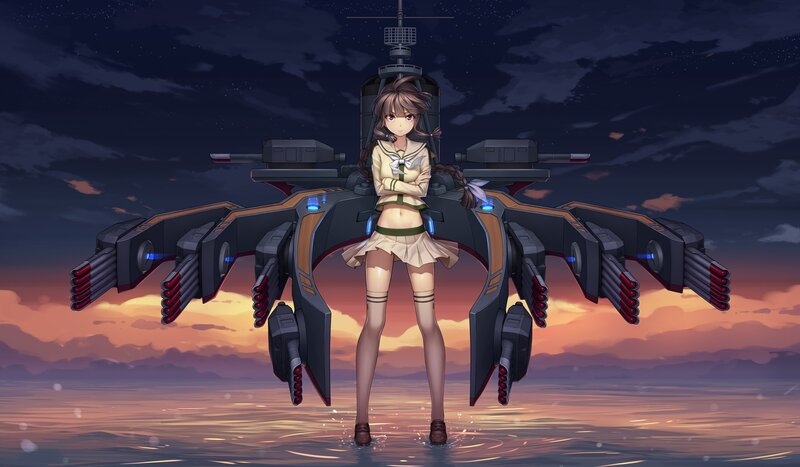 Anime Girl with Warship — Orange