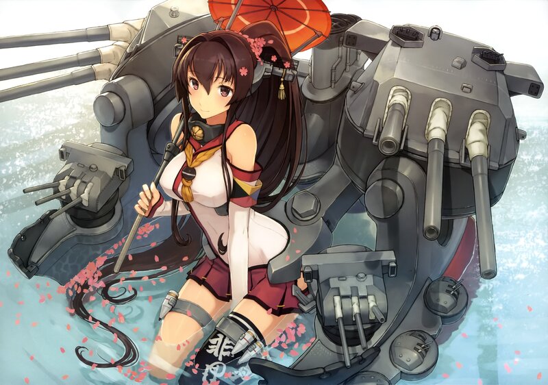 Anime Girl with Warship — White
