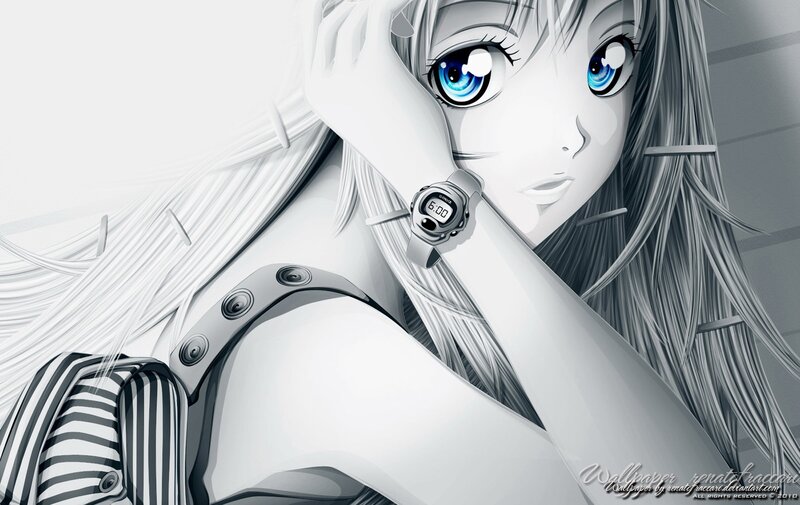 anime girl with watch