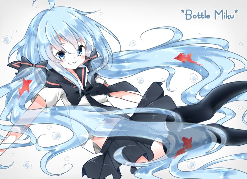 Anime girl with water and fish