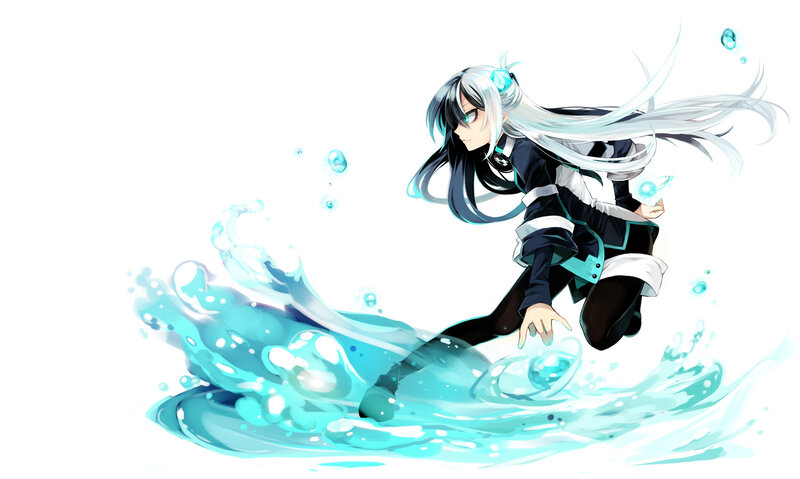 Anime Girl with Water — Blue