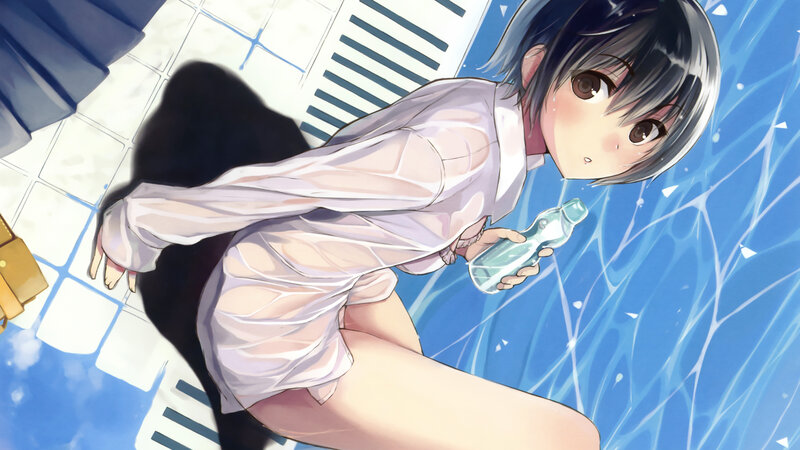 anime girl with water bottle