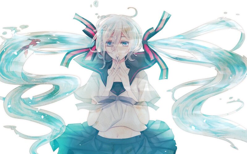 anime girl with water effects