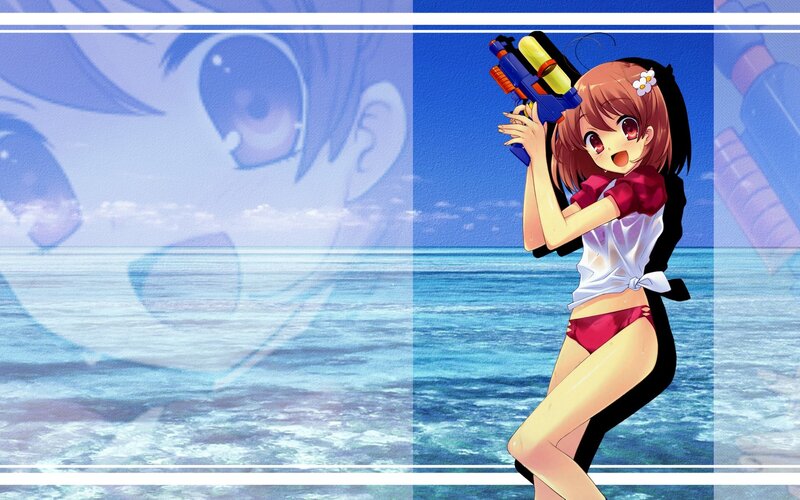 anime girl with water gun