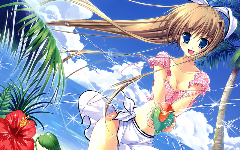 Anime Girl with Water Gun — Blue