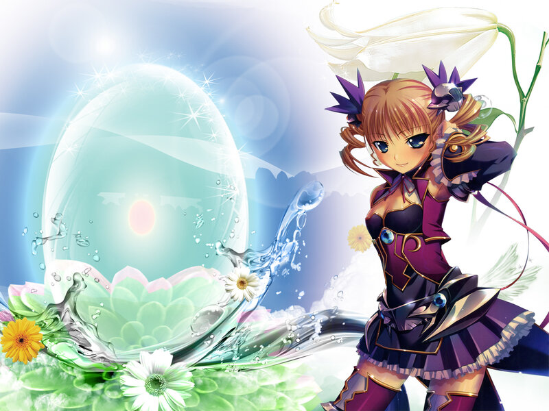 Anime Girl with Water Magic — Purple