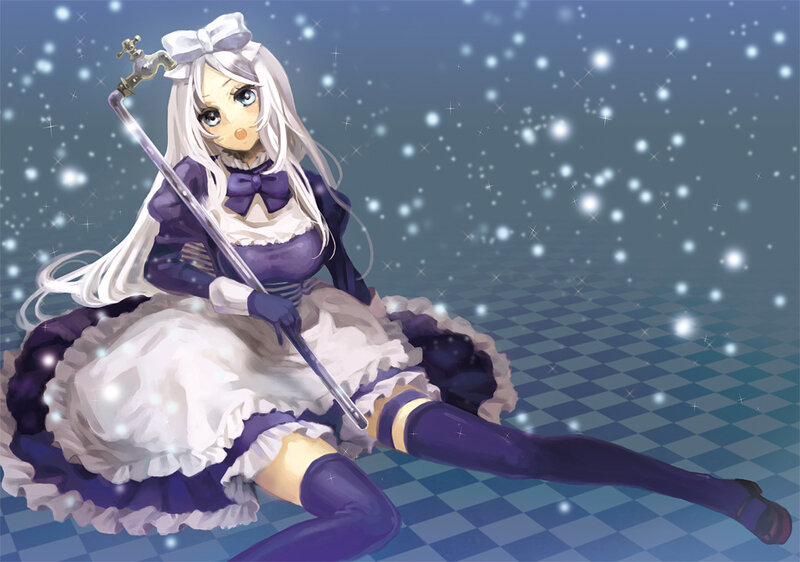 anime girl with water staff