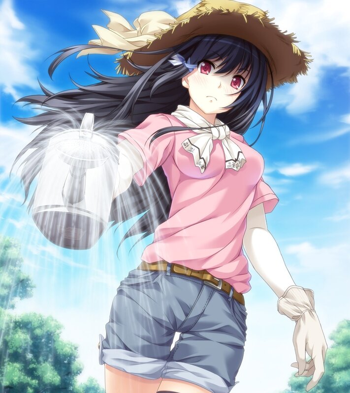 Anime girl with watering can