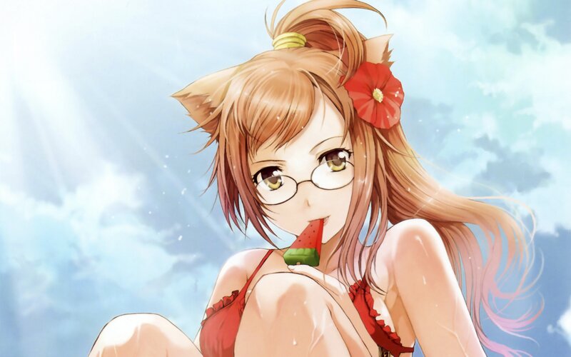 anime girl with watermelon