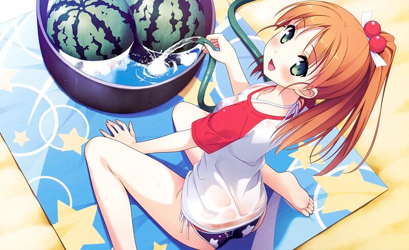 Anime girl with watermelon
