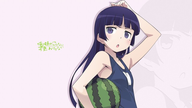 Anime girl with watermelon