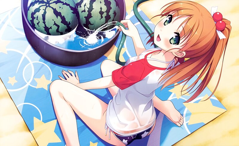 anime girl with watermelon